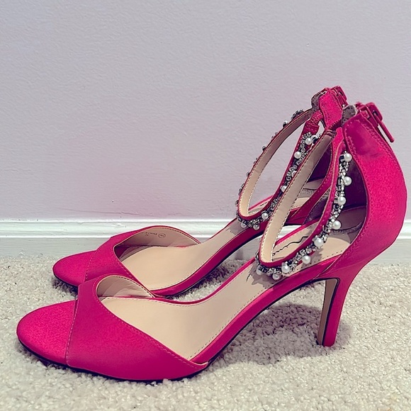 Nina Fuchsia Pearl-Gem Embroidered Heels (9.5M) - Picture 1 of 13
